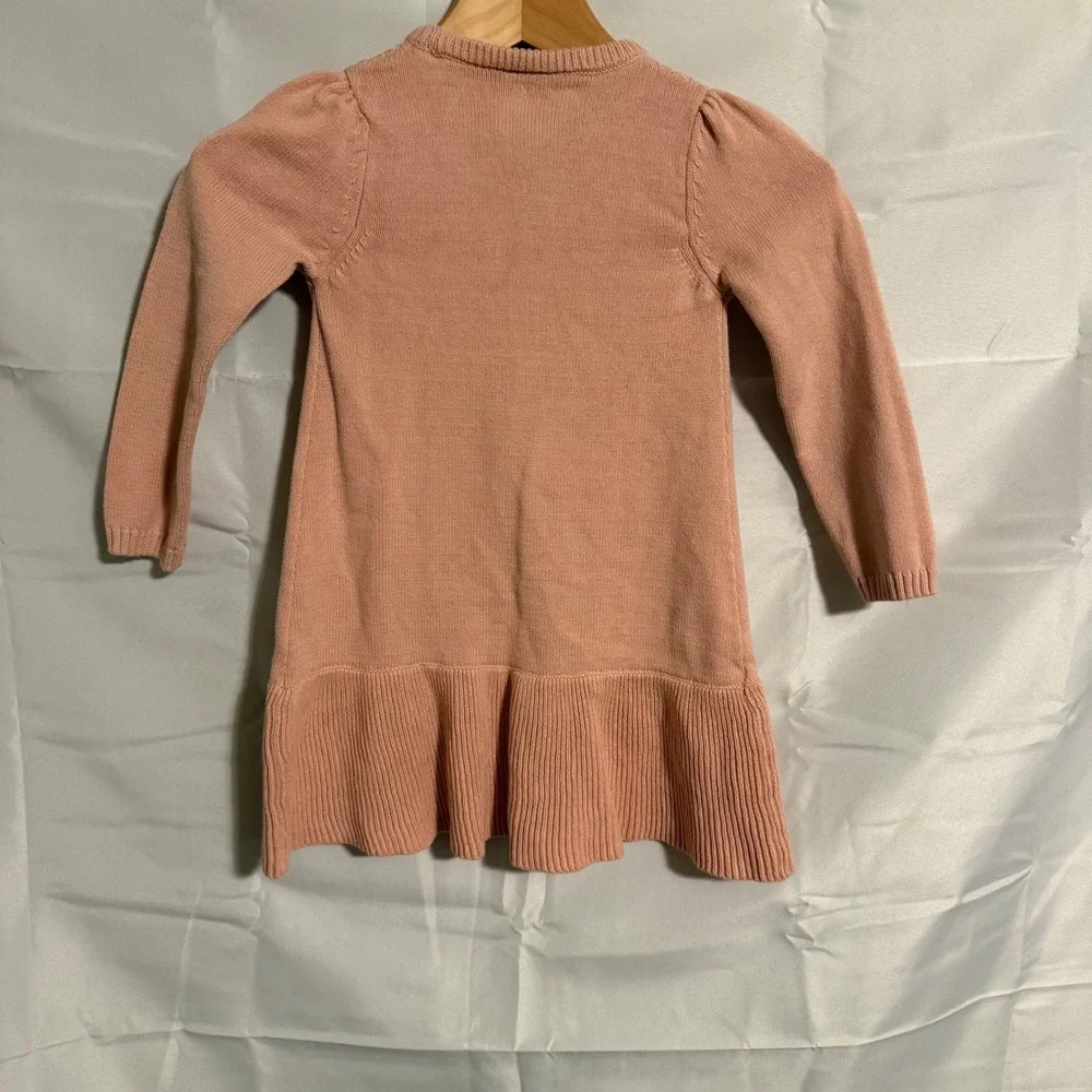 Gymboree Girls‎ Pink Argyle Cable Knit Sweater Dress Size 5T Long Sleeve Ruffle